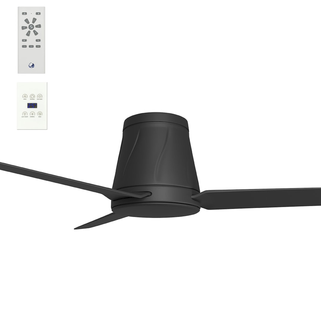 Matte Black Calibo Profile 50" (1250mm) DC Low Profile Ceiling Fan with DC Wall Controller & Remote