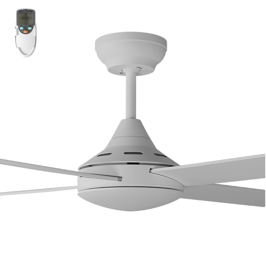 White Calibo Heron 48" (1220mm) Indoor/Outdoor AC Ceiling Fan with Remote