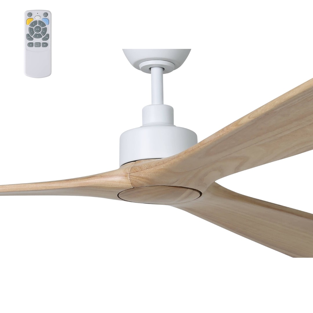 White & Natural Eglo Currumbin 100" DC Timber Ceiling Fan with Remote