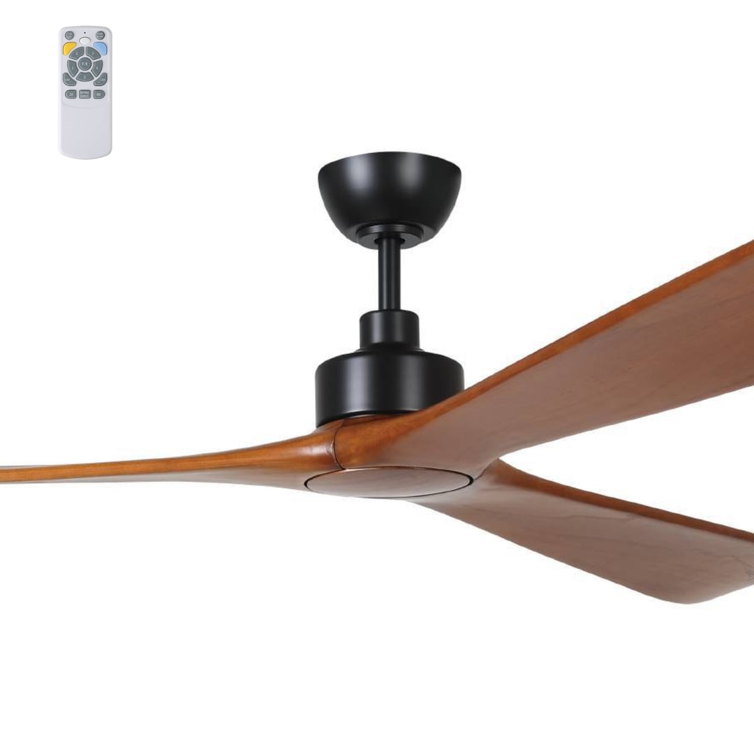 Black & Merbau Eglo Currumbin 100" DC Timber Ceiling Fan with Remote